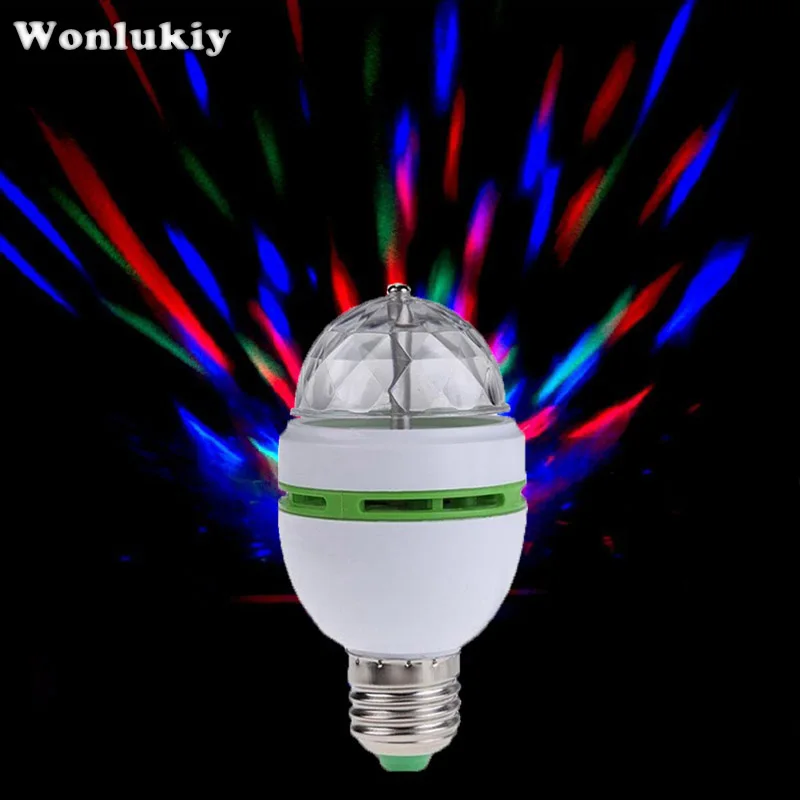 

3W LED Mini Stage Effect Light 110V-220V E27 Disco Party Lighting Auto Rotating RGB Colorful Lamp Magic Ball for Bar KTV Home