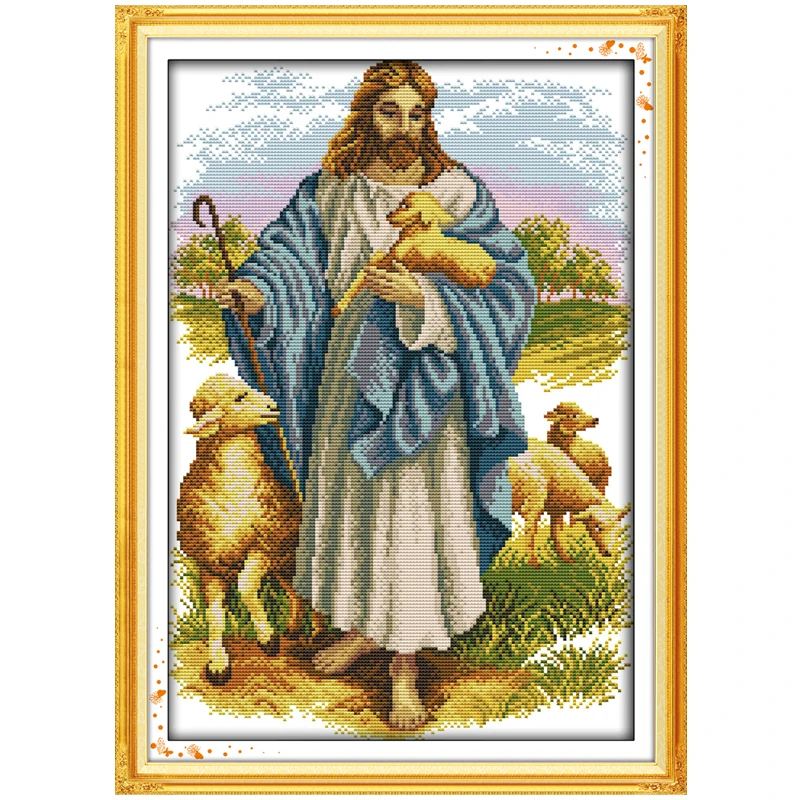 Jesus and Sheep (3) Patterns Counted Cross Stitch DIY 11CT 14CT Cross Stitch Set Chinese Cross