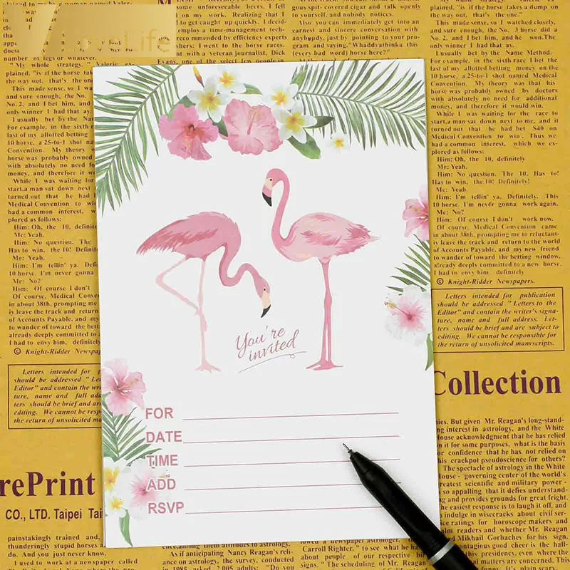  1st Flamingo Invitations Card Birthday Sticker Paper Card Kids For Flamingo Birthday Party Decorati - 33057676929