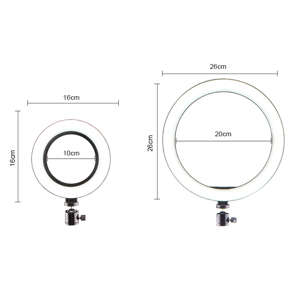 LED Selfie Ring Light Studio Photography Photo Lights Fill Light 260MM+Phone Holder Video Live Tool