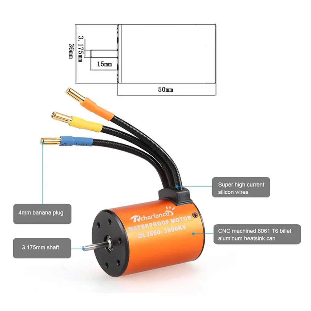 Rcharlance несколько функций защиты бесщеточный Мощность комбинированная система 4-полюсный автоматический 3900KV мотор (5,8 V/3A BEC) для 1/10 RC