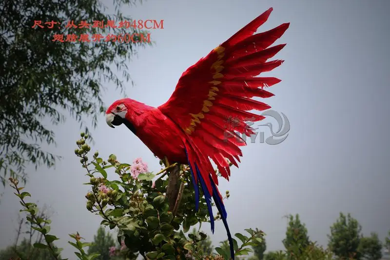 big simulation parrot toy polyethylene & furs red parrot doll gift about 60x48cm 1567