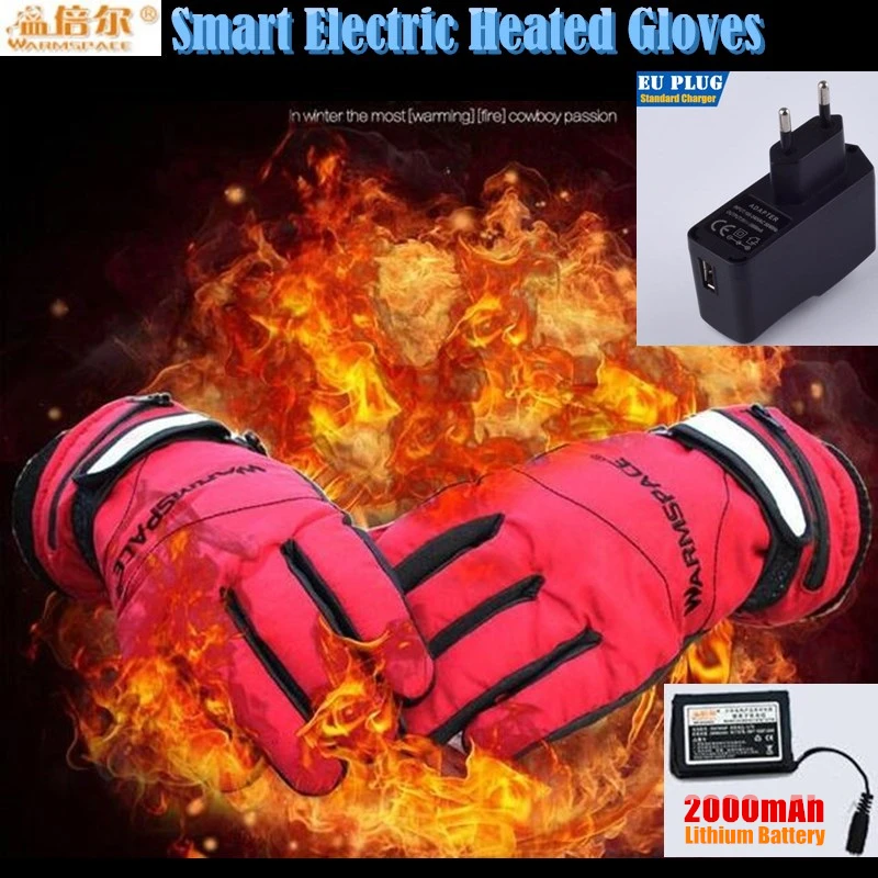 Children's 2000MAH USB Electric Heating Gloves,Ski Waterproof Windproof