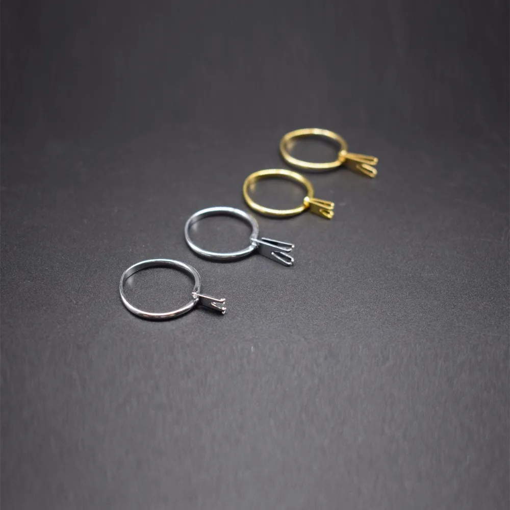 

2pcs Gold Silver Adjustable Spring Type Ring Diamond Gem Stone Jewelry Display Holder
