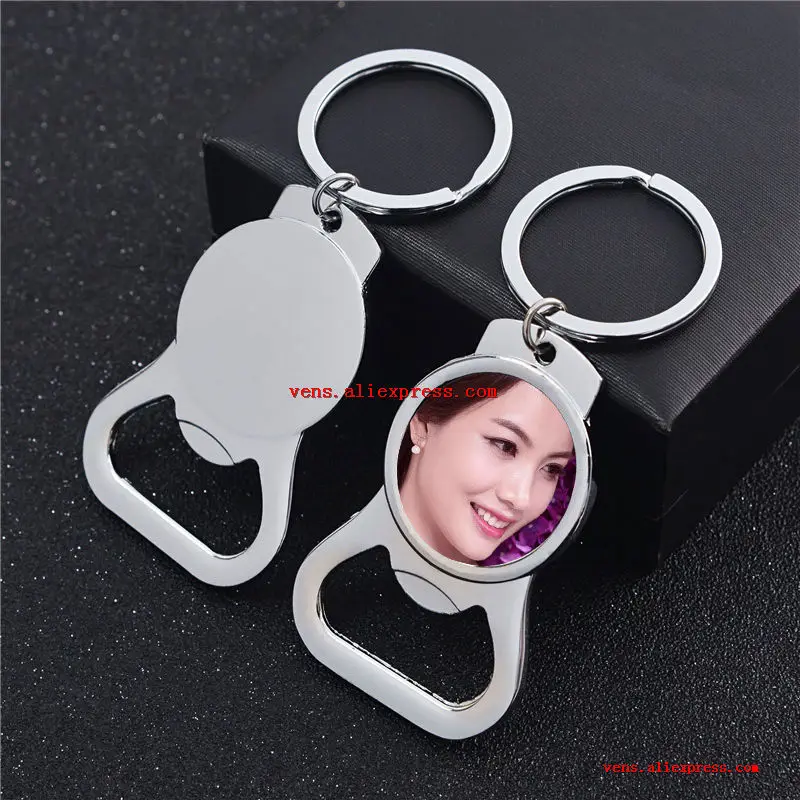 

sublimation blank key chain metal key ring with bottle opener hot transfer printing diy blank consumables 15pcs/lot