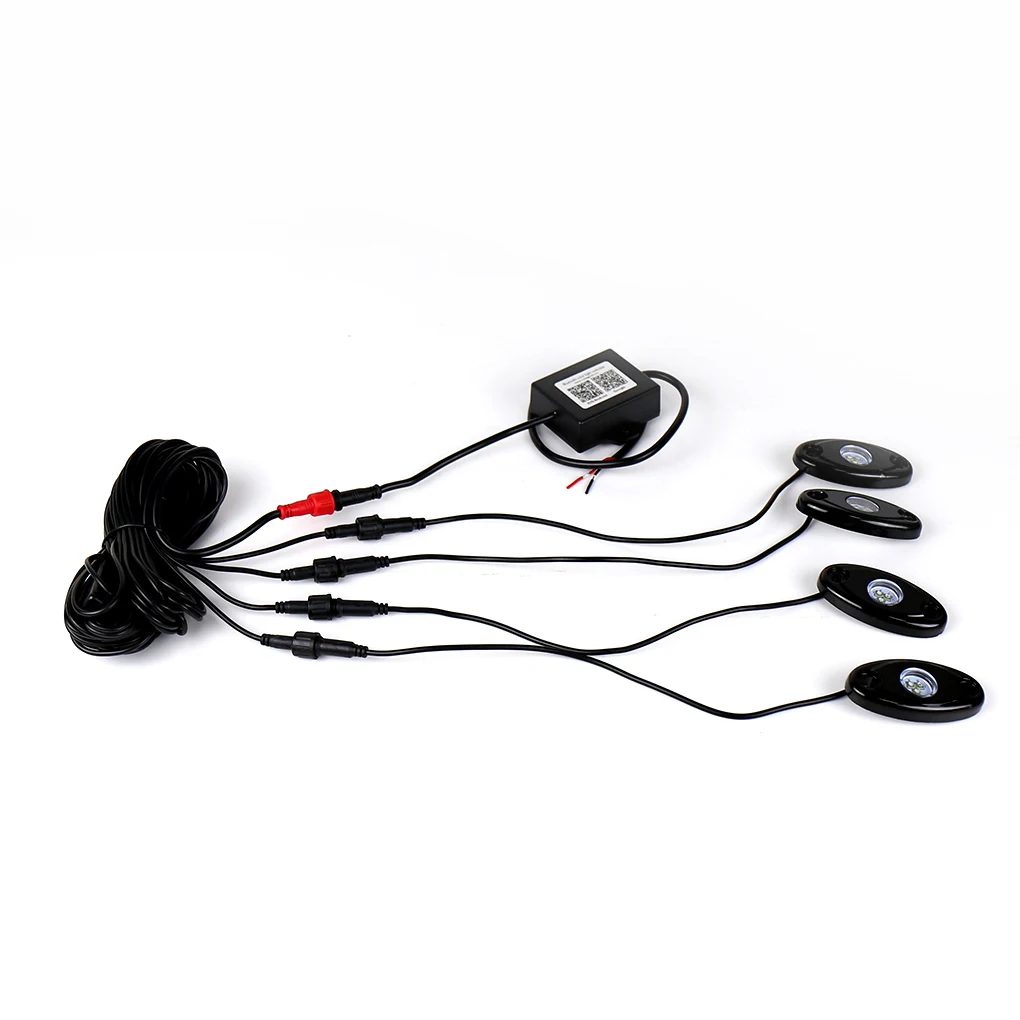 

4pcs RGB LED Rock Lights Wireless Bluetooth Music Flashing Multi Color Offroad Underbody Waterproof Lamp