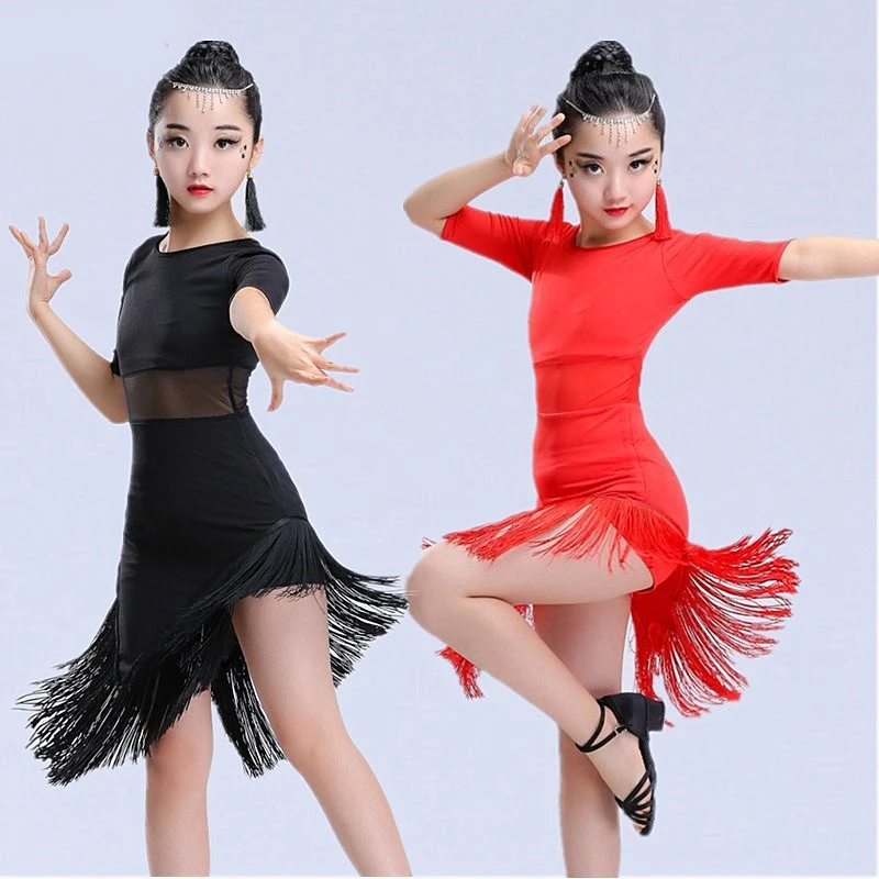 Ropa de baile latino con flecos para niños y niñas, nuevo vestido de baile  latino, traje negro y rojo, vestidos de Tango para salón de baile a la  venta| | - AliExpress