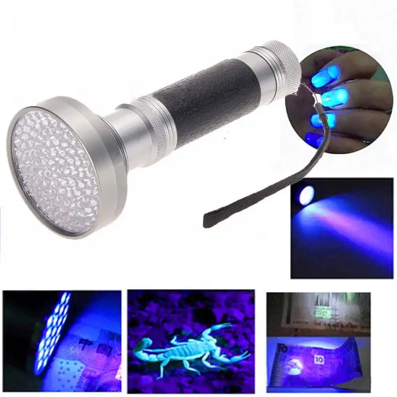  100 LED UV Blacklight Scorpion Flashlight Super Bright Detection Light Outdoor powerful led flashlight fanatic #4S19 (1)