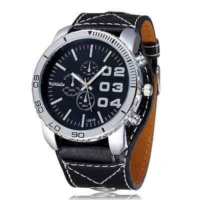 Женские часы новые стильные Аналоговые кварцевые наручные часы с большим циферблатом кожаный ремешок для часов спортивные часы relojes para mujer - Цвет: Черный