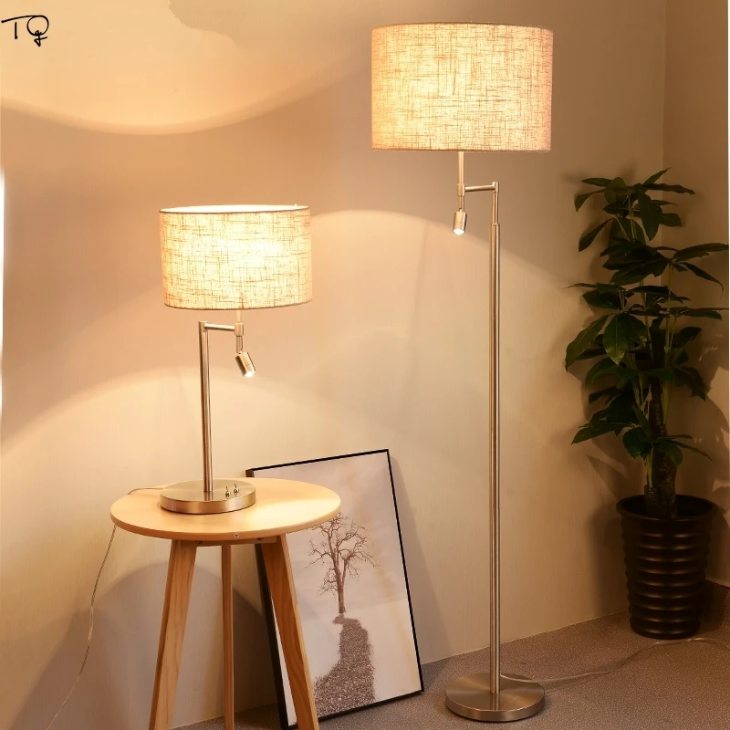 

Double Head Nordic LED Floor Lamp with Remote Control Living Room Study Reading Minimalist Post Modern Standing Lamp Decor Home