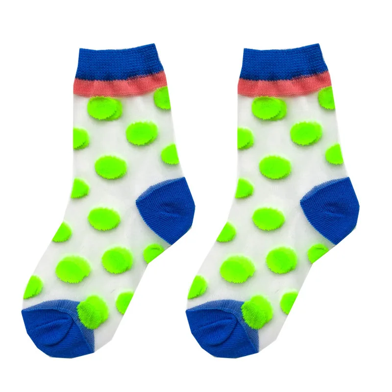 Летние детские носки с кристаллами Детские эластичные носки в горошек для мальчиков и девочек ультратонкие дышащие носки Meia Infantil - Цвет: Green