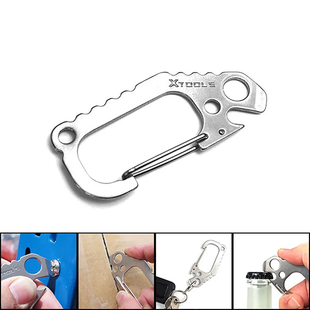 

Stainless Steel Multifunction Keychain Carabiner Emergency Travel Outdoor Tool