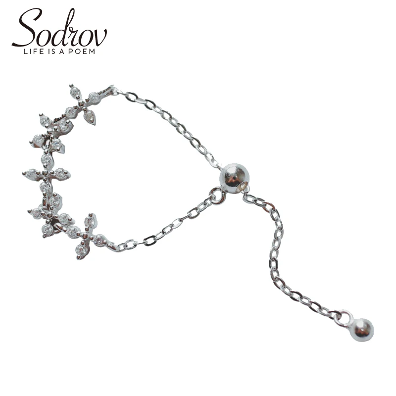

SODROV Flowers Ring Genuine 925 Sterling Silver Open Engagement Jewelry For Women Personalized Hearts and Arrows Zircon Adjust