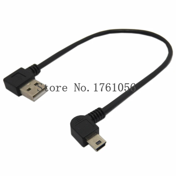 

New Mini USB Male 90 Degree Left Angled to USB Male Right Angled Cable Sync Data Charge 0.2m