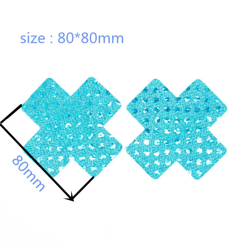 

6 pairs Disposable Bra Pad big size 80MM BLUE Invisible Strapless Backless Cleavage Enhance Sticker sequin cross Nipple Cover
