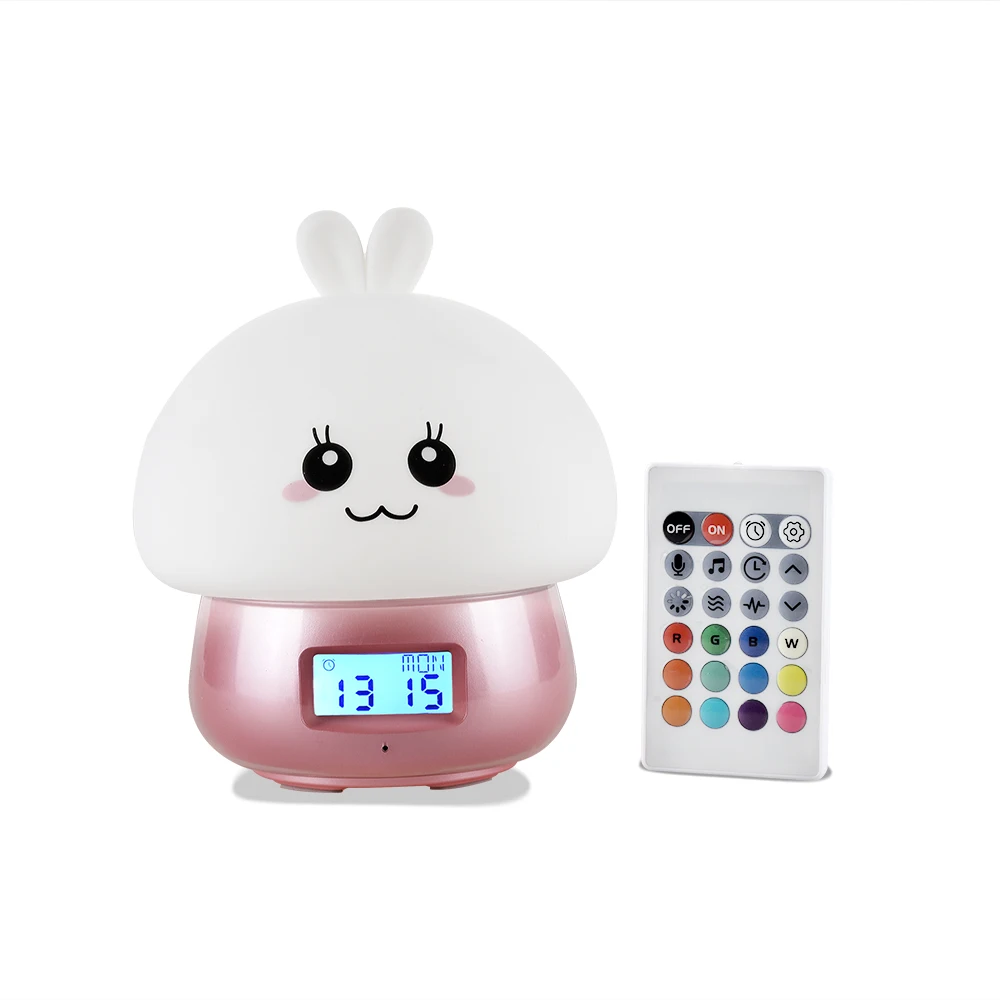 Сенсорный экран Сенсор кролик светодиодный ночной Светильник будильник Регистраторы дистанционного Управление цветная(RGB) Силиконовая лампа в форме кролика для Для детей подарок для ребенка