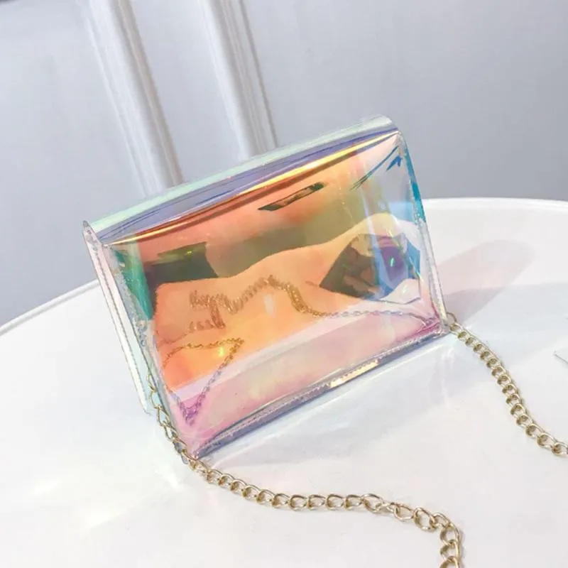 Женская прозрачная сумка из прозрачного ПВХ Желе маленькая сумка-мессенджер Лазерная голографическая сумка на плечо Женская Леди