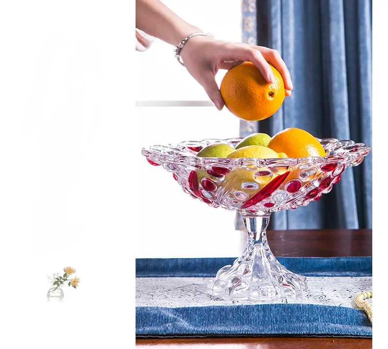Индивидуальная креативная стеклянная большая фруктовая чаша, полый хрустальный стеклянный фруктовый чаша, современный журнальный столик для гостиной, украшение ZP3181526