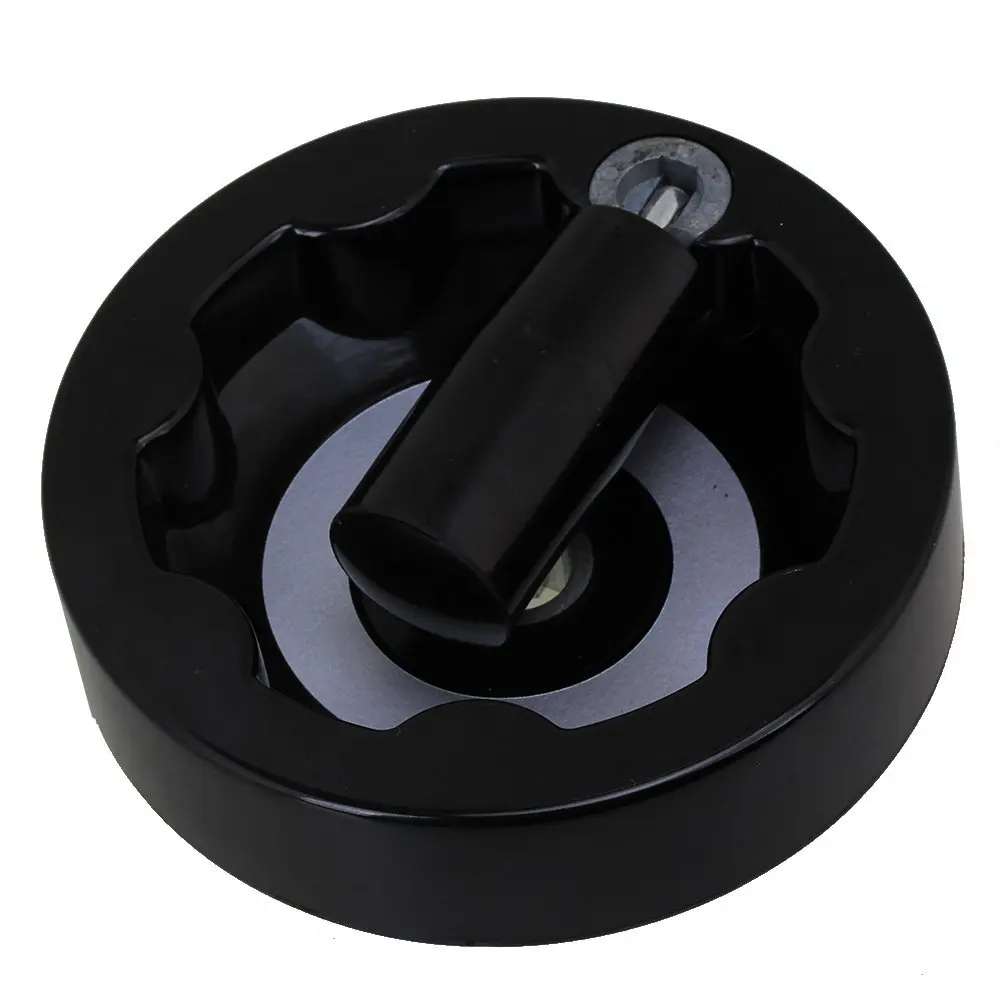 Black 12 x 100mm Plastic Lathe Milling Machine Inside Ripple Hand Wheel
