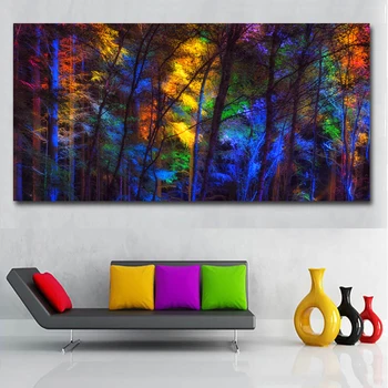 

1 Piece Colorful Tree Forest Landscape Painting Wall Art Canvas Prints Posters For Living Room Modular Pictures Unframed