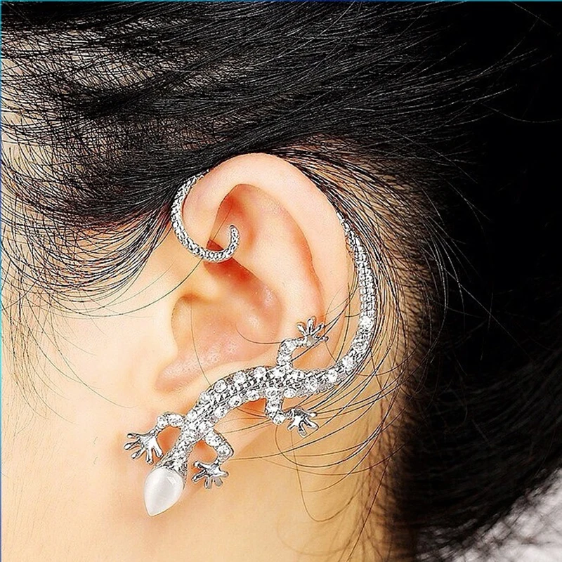 Crystal Punk Ear Cuff Clip Snake Earings For Women Snake Women Lizard