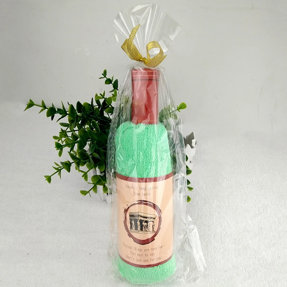 Уникальное мягкое полотенце в форме бутылки красного вина, подарок для ванной, для душа, Хлопковое полотенце для ванной, подарок на свадьбу, подарок для торта - Цвет: Green