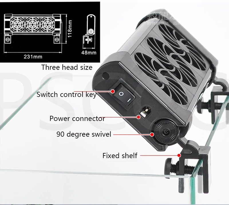 Low Power Consumption Chillers DC12V Cooling Fans Fish tank Marine Ponds Temperature controller 110-230V w/ 360 Rotating Mounter