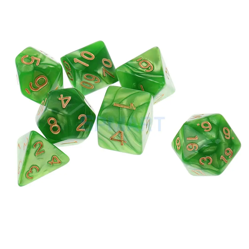 14 pieces Polyhedral Dice D20 D12 D10 D8 D6 D4 16mm for Dungeons and Dragons DND Dice MTG RPG Blue Green