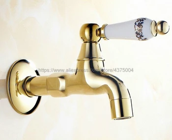 

Wall Mounted Bathroom Mop Tap Gold Brass Faucet Single Cold Water Tape for Kitchen Sink Mop Pool Toilet Cold Bibcock Nav137