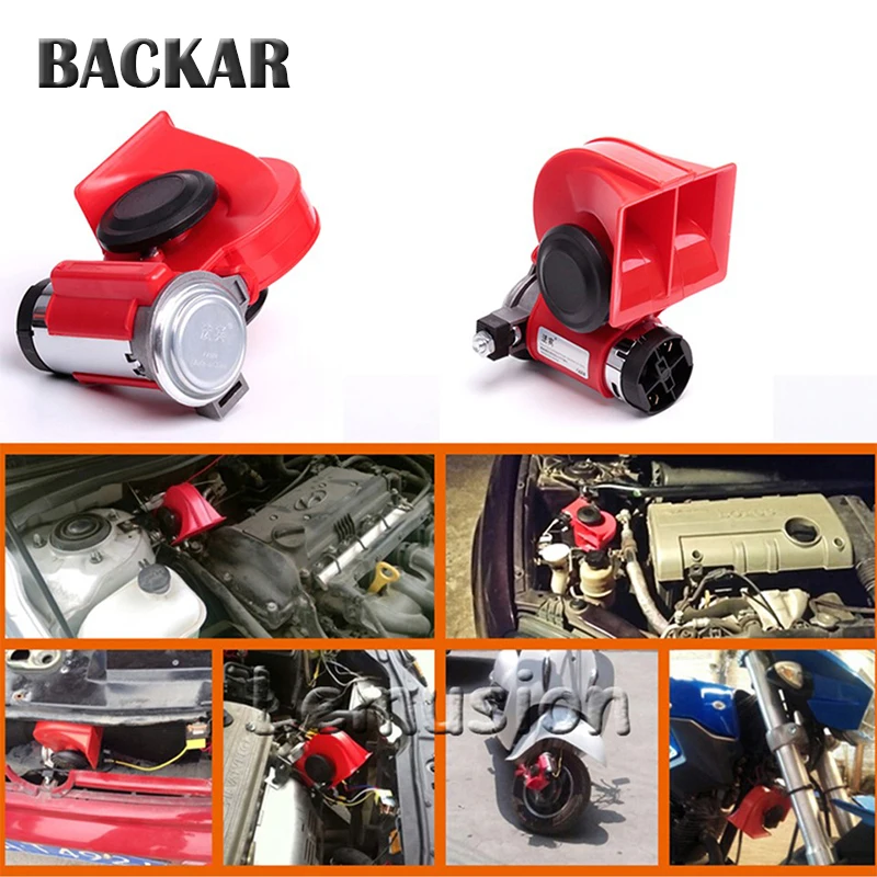 

Backar 1pcs Universal Car Styling 130dB 12V Snail Horn Sound Signal Loudspeaker For BMW Renault Kia Mercedes Hyundai Accessories
