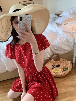 

2019 A-Line Dress Sexy Celebrity Short Red Dot O Neck Women Mini Vintage Strapless Night Club Bandage Bodycon Dress Wholesale