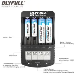 DLYFULL T4 18650 Зарядное устройство Li-Ion 18650 26650 14500 16340 cr123a 18350 18500 10440 NiMH AA AAA NICD Smart battery Зарядное устройство