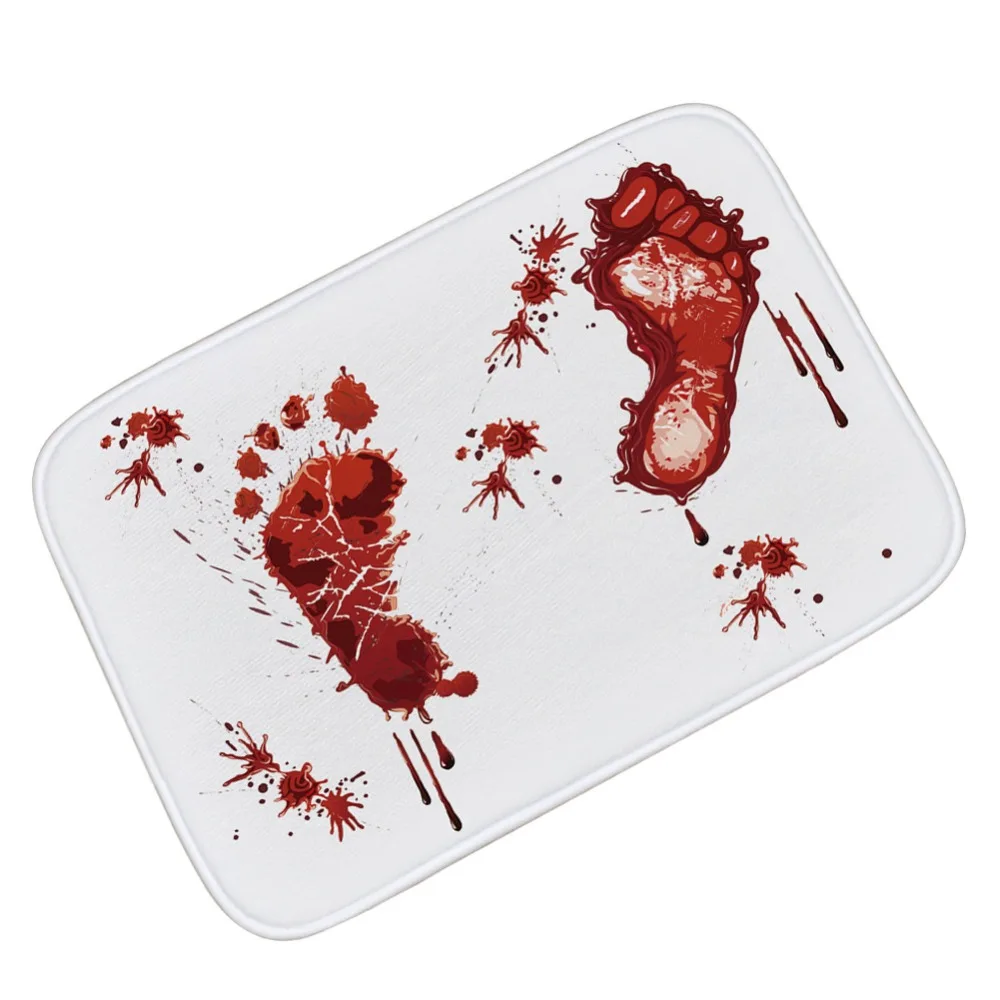 

Creative Non-Slip Bloody Footprint Bath Mat Soft Flannel Doormat For Bedroom Kitchen Living Room Halloween Party Decoration
