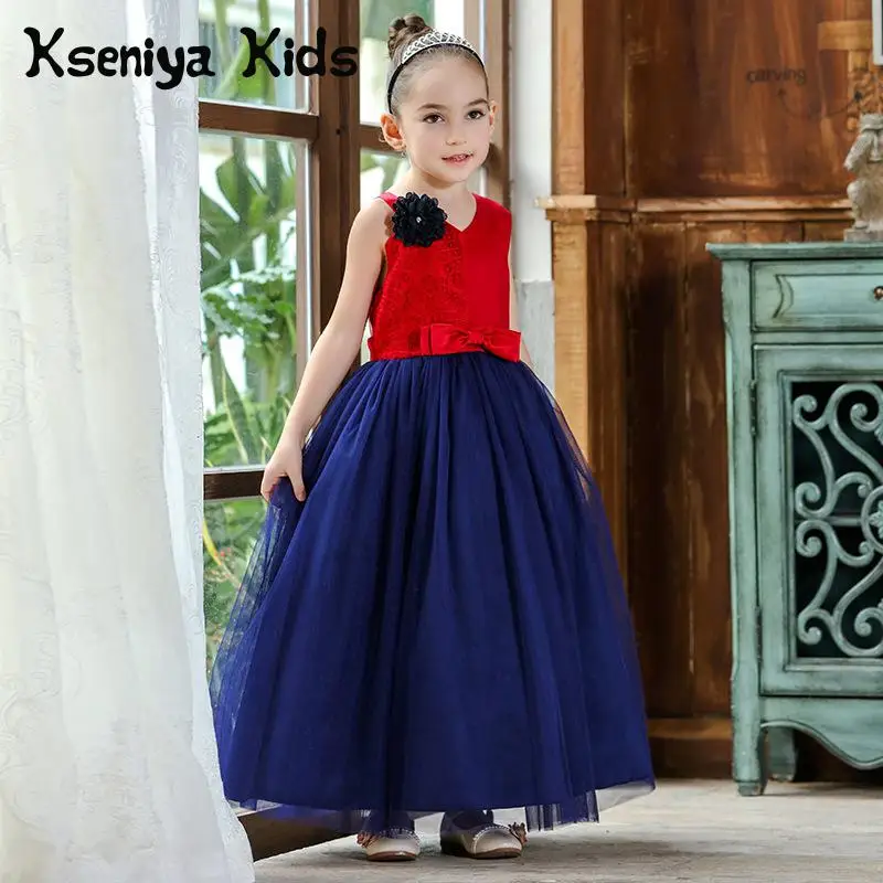 

Kseniya Kids 2018 Spring And Summer New Formal Children's Lace Princess Mesh Lace Sleeveless Big Girl Dress Kids Wedding Dresses
