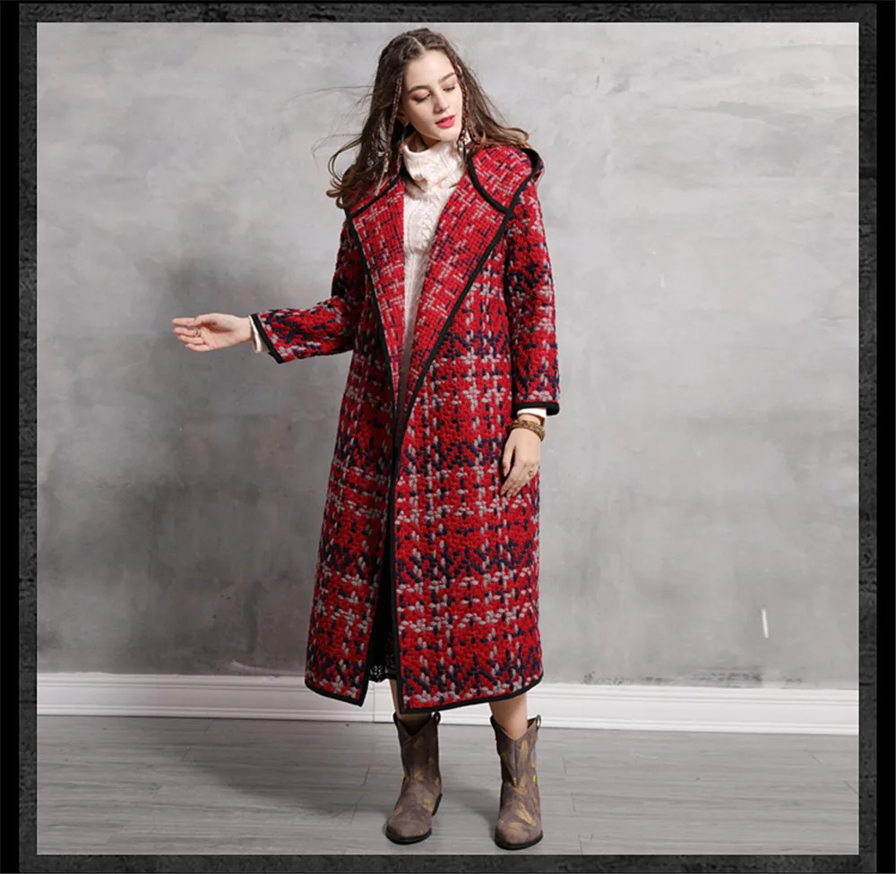 Vintage Hooded Women Wool Coats 2018 Winter Long Coat WomanOpen Stitch Red Jacket Women Xasaco Feminino Outwear Thicken (7)