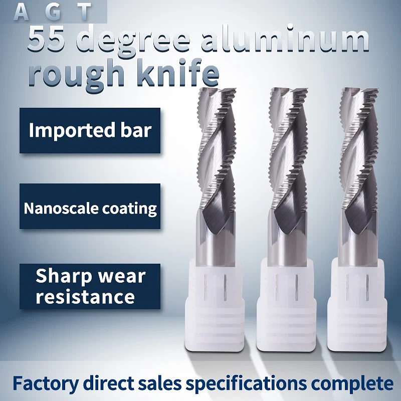 

Augusttools Cnc Endmill Carbide Cutting HRC55 3 Flutes Milling Cutter Roughing End Mill Cutter For Aluminum Copper Processing
