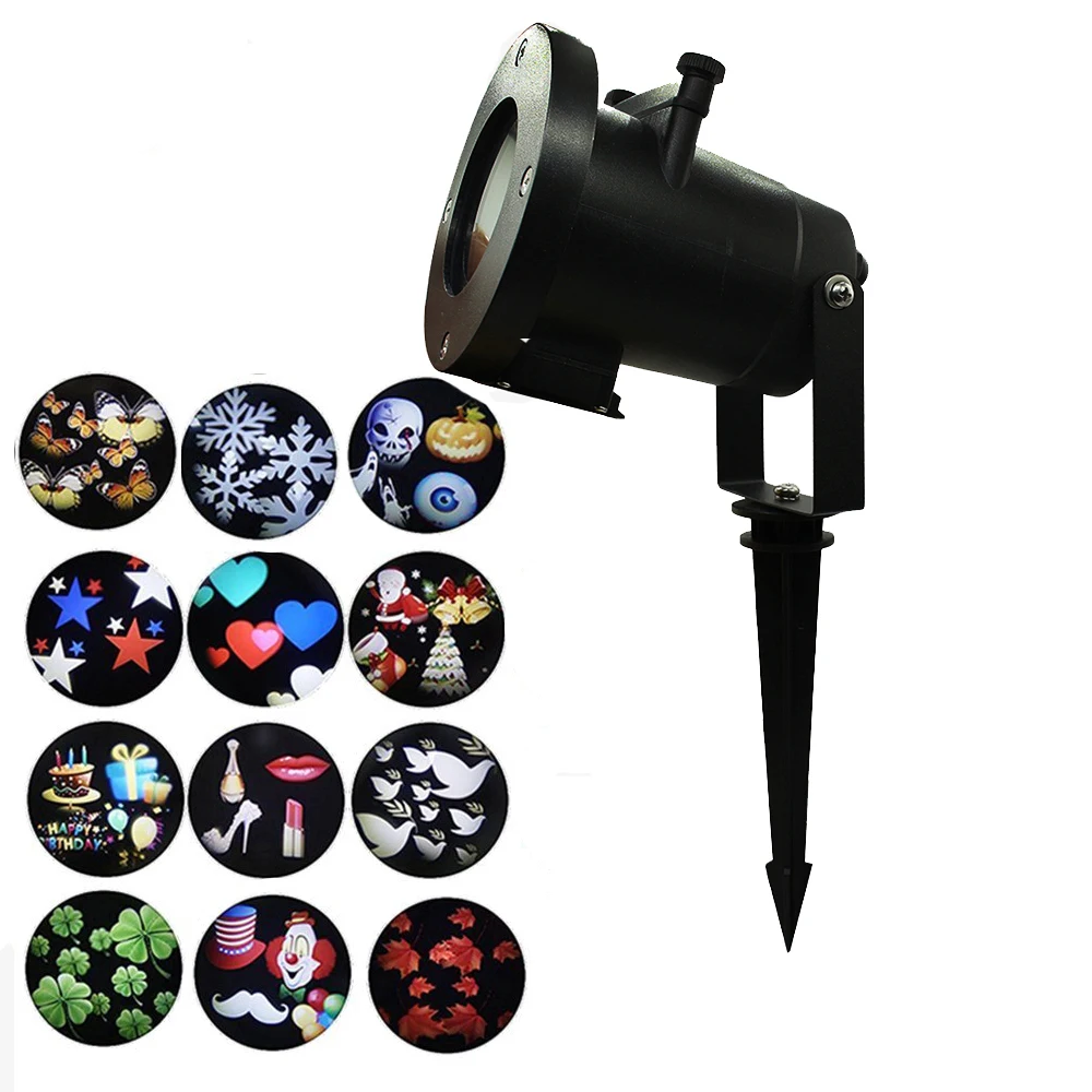 

Outdoor Garden Laser Film Projector Lamps With 12 mode Patterns Waterproof Christmas Halloween For New Year Party Holiday Indoor