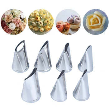 

7pc Stainless steel Cream Nozzles Icing Piping Tips Rose Tulip Flower Pastry nozzle baking tools for cakes