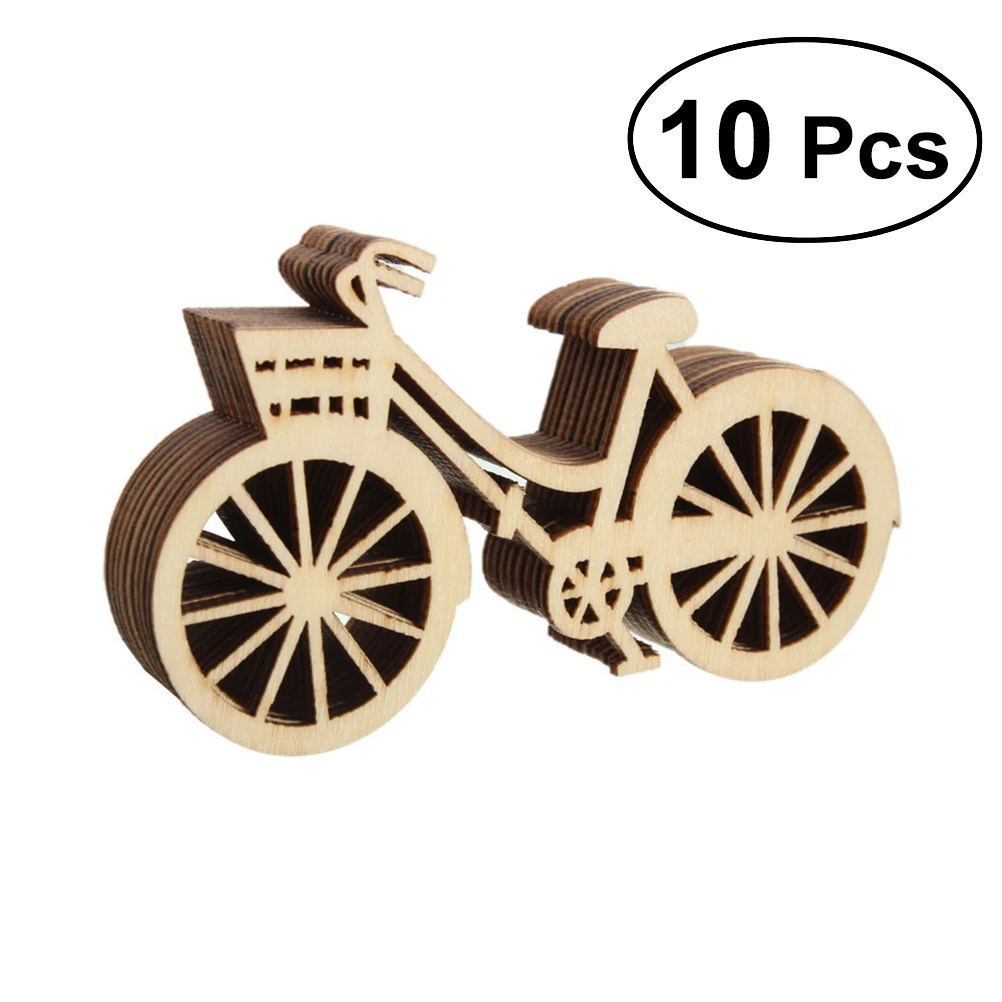 

10PCS Wooden Bicycle Bike Veneers Slices Crafts Embellishment DIY Craft Ornament Decoration For Wedding Festival Party