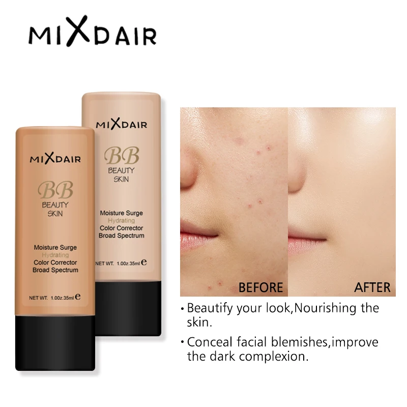 MIXDAIR крем-основа для лица, основа для макияжа, натуральная основа с полным покрытием, жидкий увлажняющий BB крем, отбеливающий консилер