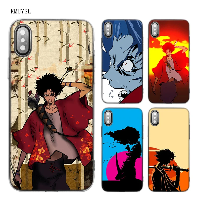 

KMUYSL Anime Samurai Champloo TPU Transparent Soft Case Cover for iPhone X 7 8 6 6s Plus 5 5S SE 5C