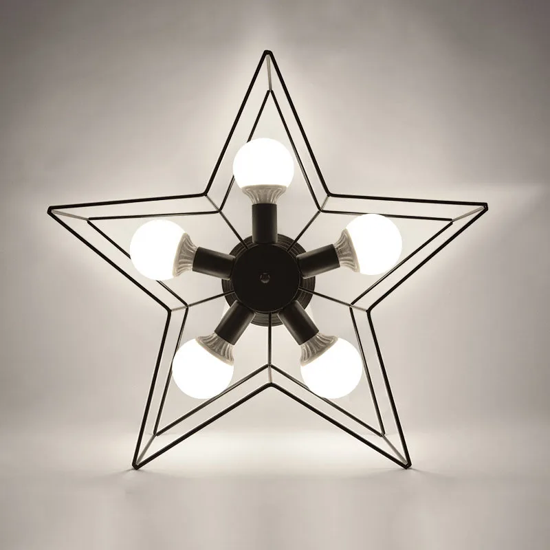 Metal Star 5 Lights Flush Mount Modern LED Ceiling Lamps For Bedroom Living Room Black White Ceiling Lights Home Lighting Lustre De Sala (14)
