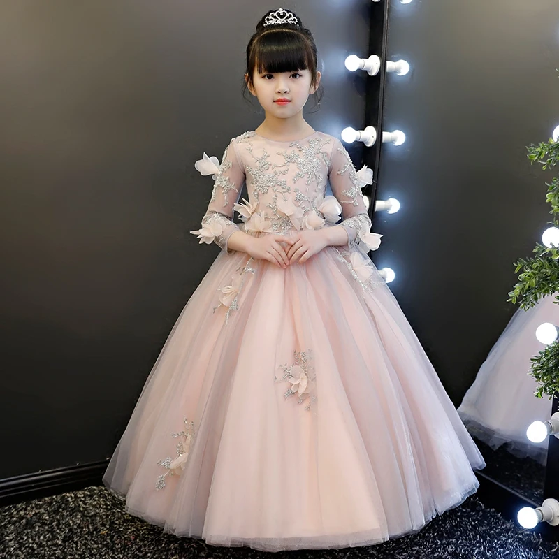 2018 Spring New Children Kids Luxury Elegant Birthday Wedding Party Ball Gown Princess Flowers Lace Dress Girl Pageant Dress 2018 Spring New Children Kids Luxury Elegant Birthday Wedding Party Ball Gown Princess Flowers Lace Dress Girl Pageant Dress