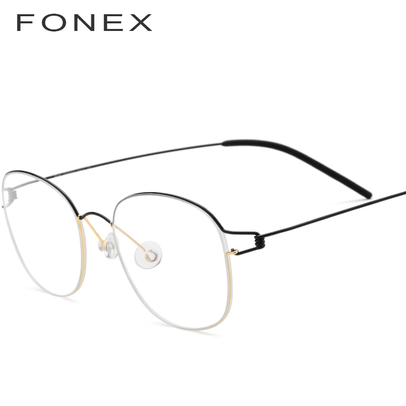 Skup FONEX tytanu okulary z lekkiego stopu rama mężczyźni okulary korekcyjne koreański kobiety krótkowzroczność oprawki optyczne bezśrubowe okulary 98618