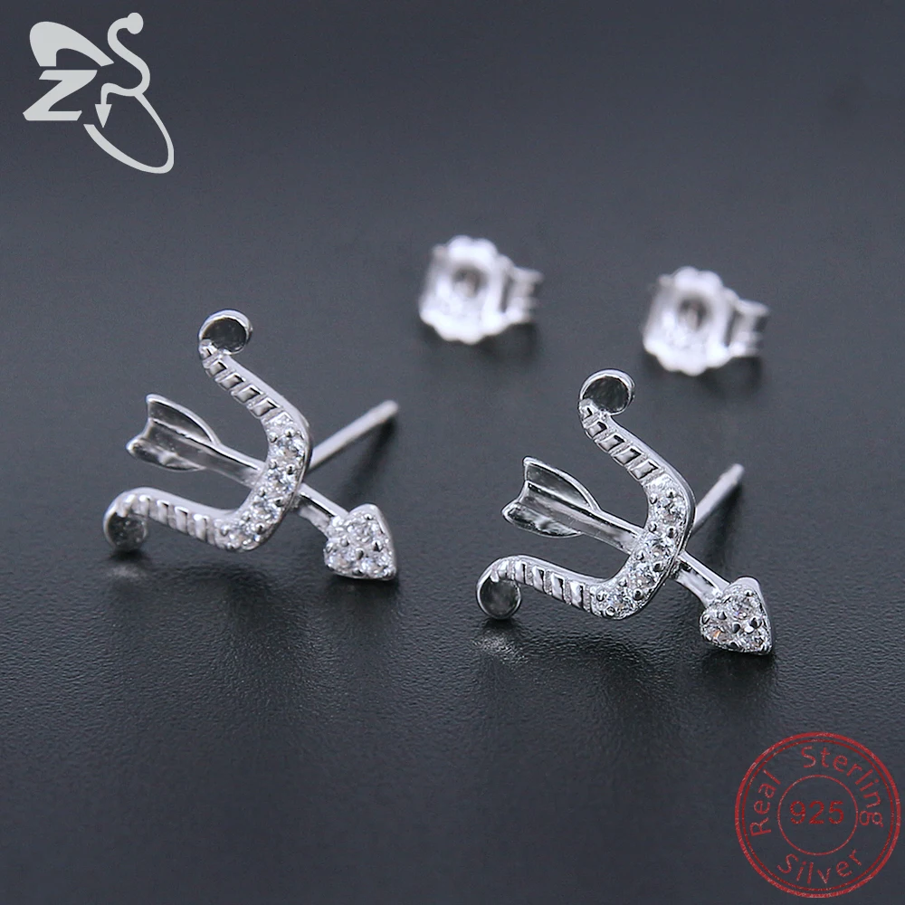Женские серьги гвоздики ZS Cupid's Arrow из стерлингового серебра 925 пробы с