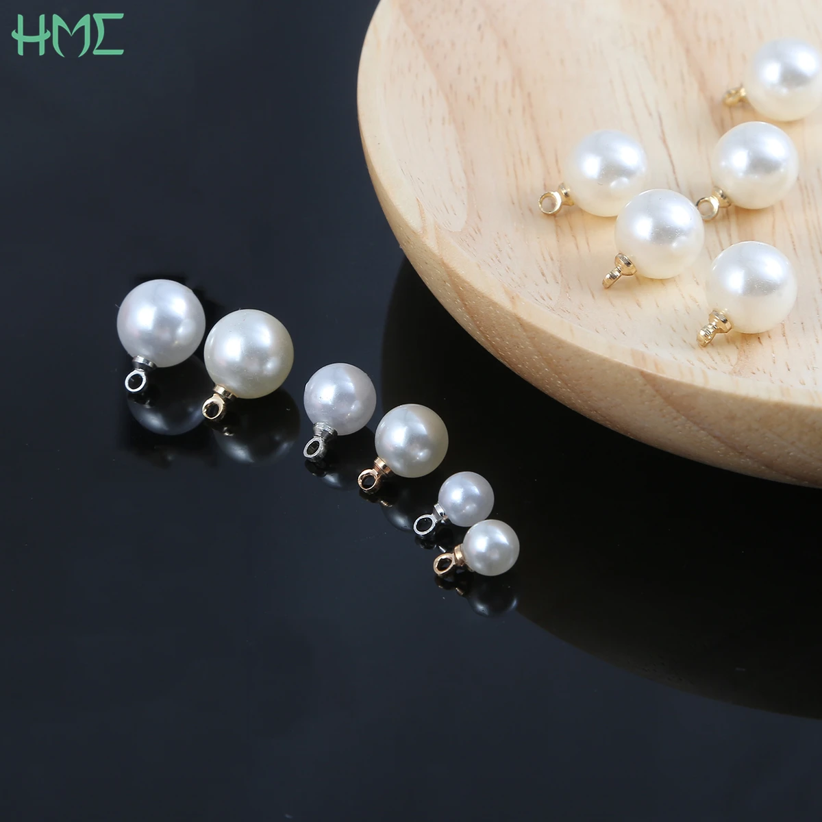 Imitation ABS Pearl Round Beads Charm Pendant 10pcs for Earrings Bracelet Necklace Choker DIY Ear Stud Jewelry Findings Making