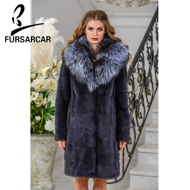 Fursarcar Veste 2018 Avec Femmes De Taille Fourrure Vison Nouvelle Épais Fox Hiver Luxe Chaud Plus Naturel Col Silver ZuiTPXkO