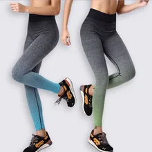 Gradient female pants autumn and winter fitness pants high elastic quick-drying striped WA23
