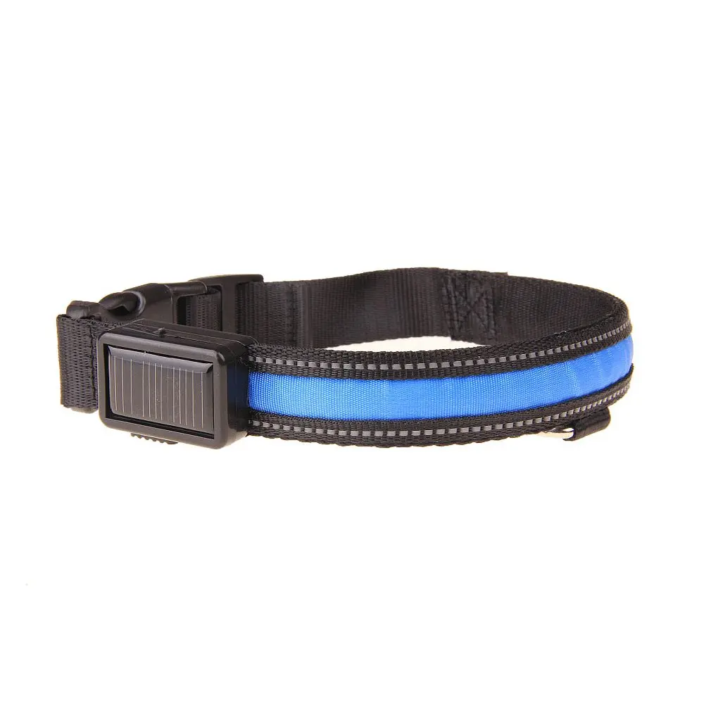 

LED Dog Collar Flashing Light Up Night Safety Collar Solar Powered USB Rechargeable Waterproof Adjustable Pet Necklace Collar