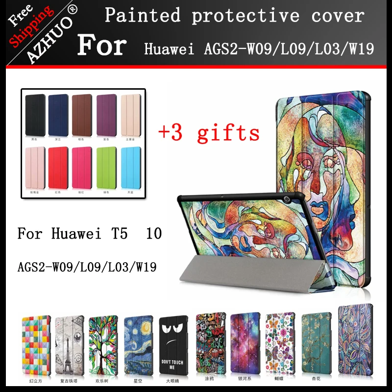 

Fashion PU Leather Case For Huawei MediaPad T5 10 AGS2-W09/L09/L03/W19 10.1"Tablet stand cover for huawei mediapad T5 10 case